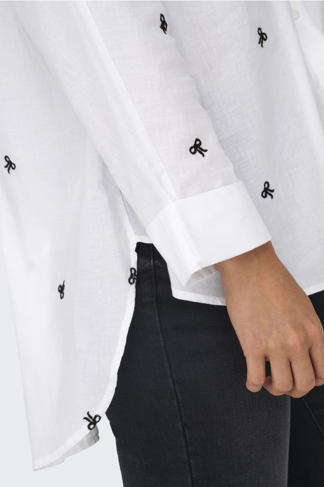 ONLNEW LINA GRACE LS EMB SHIRT NOOS 15283743 Bright White/BLACK BOW